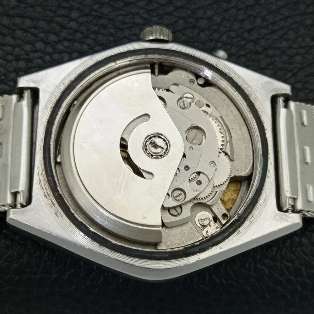 Vintage 1972 Ricoh Automatic Mens Silver Watch W/daydate & Gold accents
